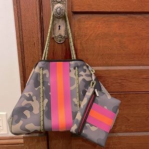 Camo neoprene tote bag with matching pouch!